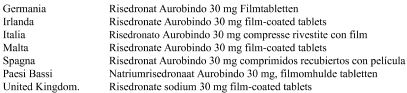 Risedronato Aurobindo 30 mg compresse rivestite con film
